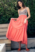 CHER CROCHET MAXI DRESS- CORAL