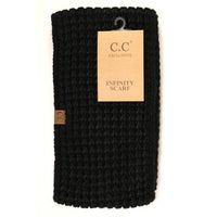 CC Beanie Sherpa Fur Infinity Scarf - Black