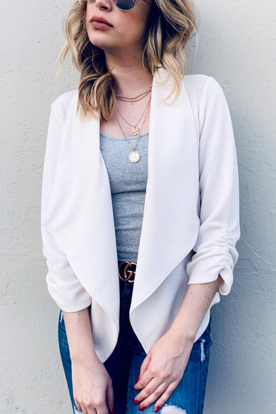 The Dress Down 3/4 Blazer-Off White