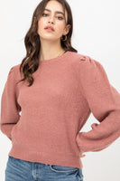 The Tweed Yarn Puff Sleeve Sweater
