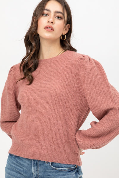 The Tweed Yarn Puff Sleeve Sweater