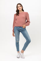 The Tweed Yarn Puff Sleeve Sweater