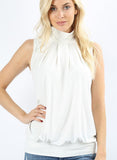 High neck pleated Sleeveless blouse - Black