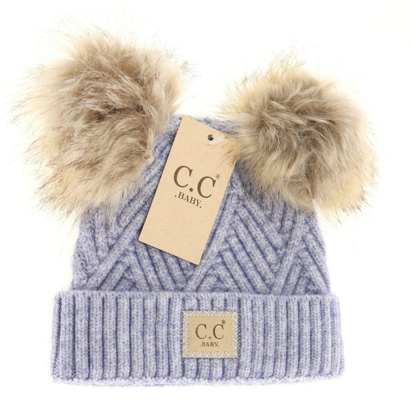 BABY LARGE PATCH HEATHERED DOUBLE POM