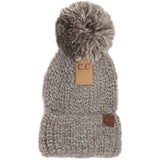CC Beanie - Multi Color Feather Knit Pom