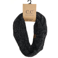 CC Beanie Fuzzy Two Tone Infinity Scarf-Black