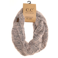 CC Beanie Fuzzy Two Tone Infinity Scarf-Rose